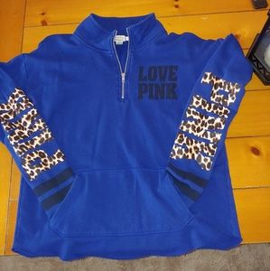 Vs pink cheetah quarter zip M